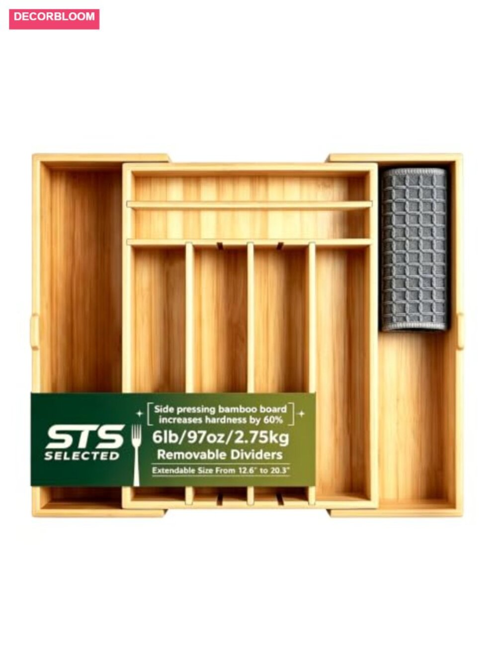 Bamboo Expandable Kitchen Silverware Drawer Organizer Tray